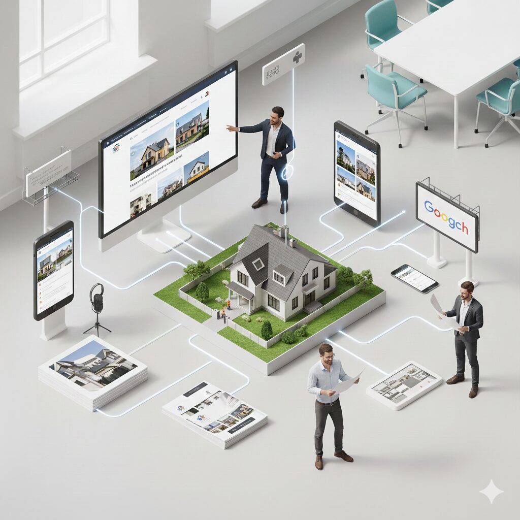 工務店・不動産の集客|「家づくり=自社」で第一想起をとる!広告媒体の種類とブランディングの相互効果のコラムです。顧客に「家づくり=自社」と真っ先に思い出してもらう(第一想起)ための広告戦略を見直してみませんか?広告の種類(マス・Web・SP・OOH)と選び方を基礎から解説。工務店・不動産会社の集客において、単なる露出だけでなく「ブランディング」が必要な理由とは?を解説しています。